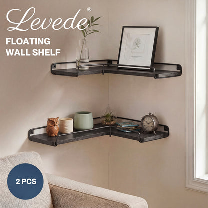 Levede Wall Shelves Floating 2pc Kitchen Corner Shelf Unit Home Sotrage Decor
