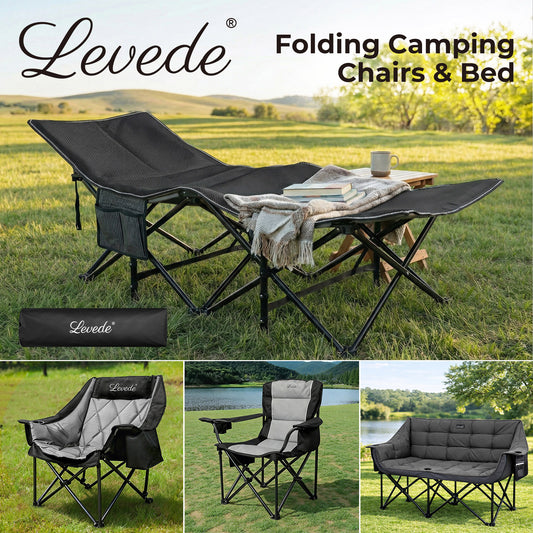 Levede Folding Camping Chairs Bed Oversized Portable Outdoor Furniture Hiking