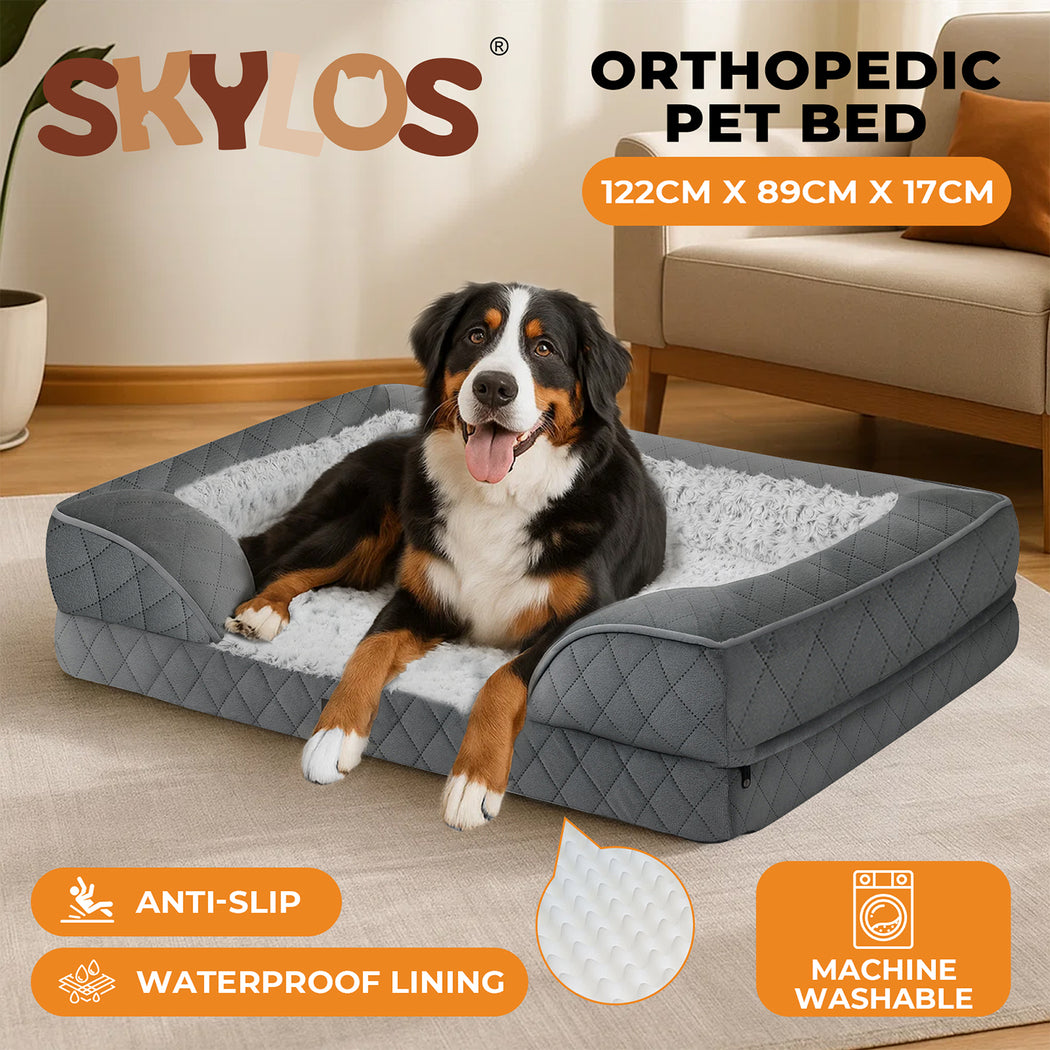 Skylos Orthopedic Dog Bed Memory Foam Pet Mattress Calming Washable Waterproof
