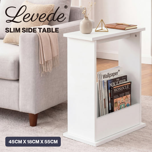 Levede Side Table with Magazine Rack Modern Slim End Table for Living Room