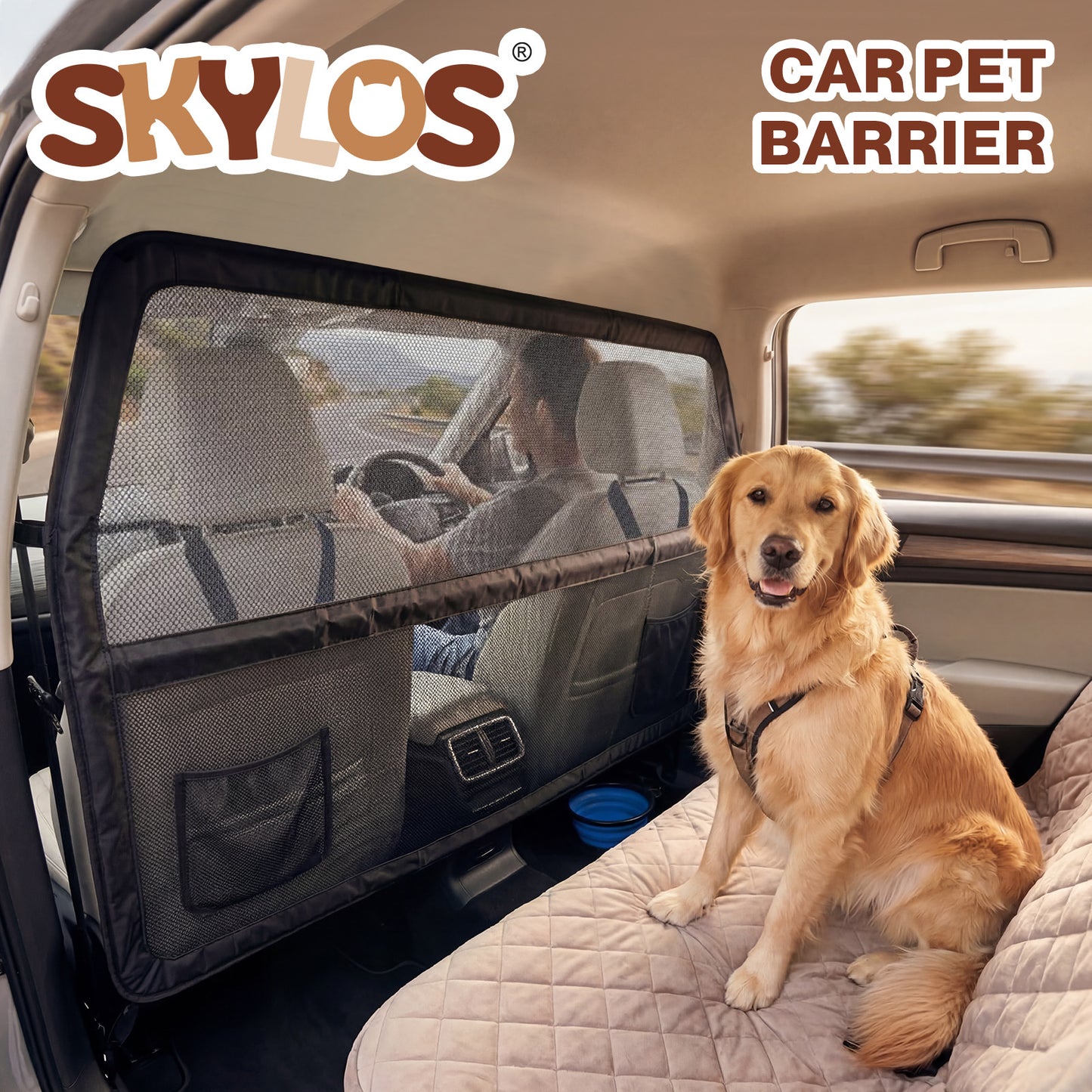 Skylos Dog Car Barrier Net Mesh Dog Guard Safety Boot Back Seat Pet Barrier