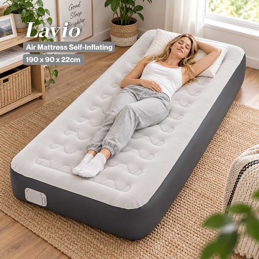 Lavio Inflatable Mattress TPU Airbed Rechargeable Pump Single Camp Bed Grey