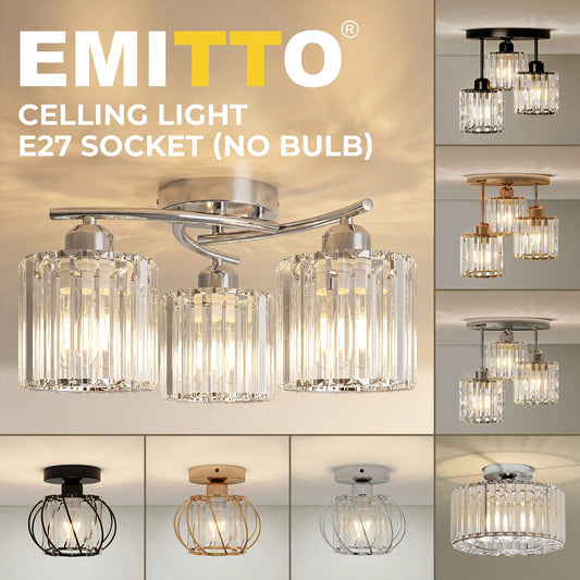 Emitto Crystal Ceiling Light Semi Flush Mount Chandelier Modern Hallway Lamp