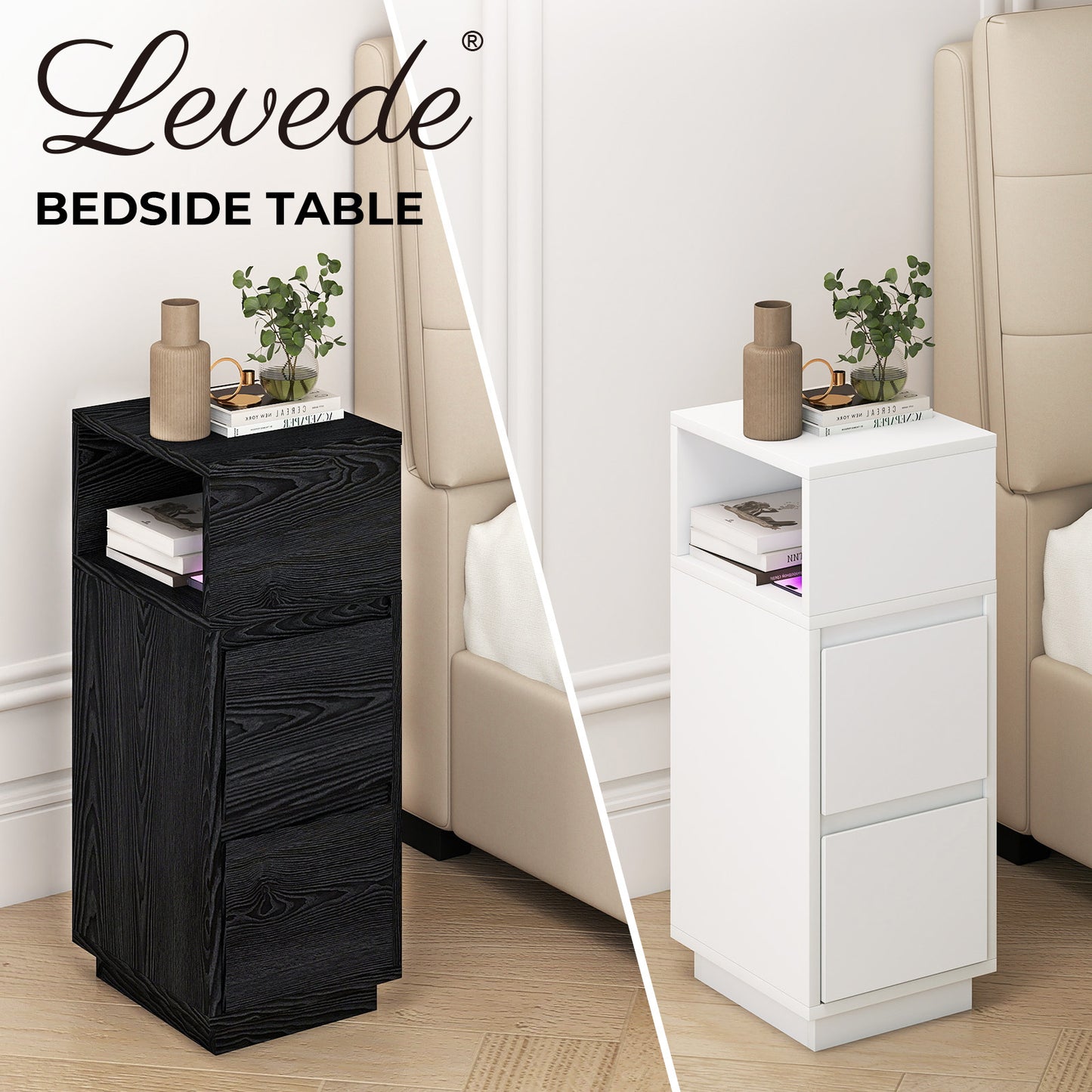 Levede Bedside Table with Drawer Storage Nightstand Cabinet End Table Bedroom