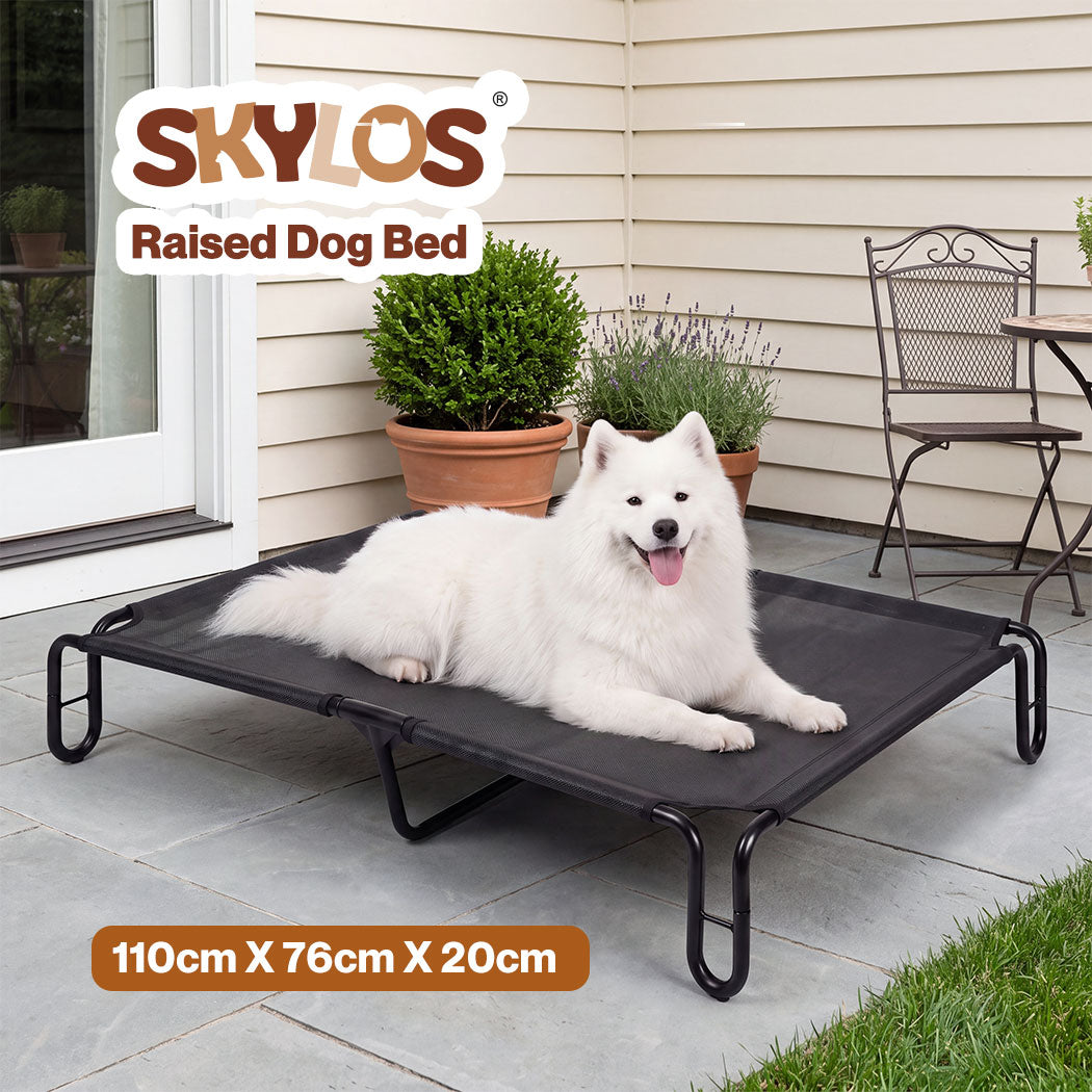Skylos Elevated Dog Bed Large Breathable Mesh Cooling for Indoor Outdoor Black