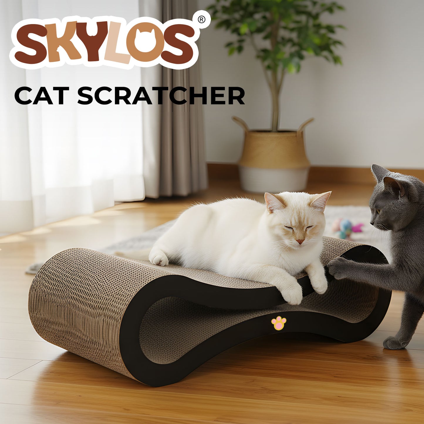 Skylos Cat Scratching Board Cardboard Cat Scratcher Scratching Pad Lounge Bed