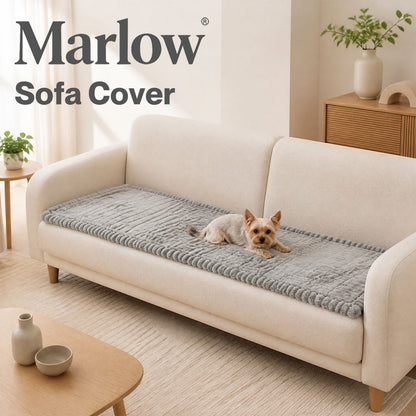 Marlow Corduroy Sofa Cover Pet Friendly Non Slip Washable 70 x 180cm Light Grey