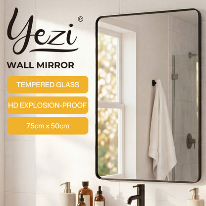 Yezi Wall Mirror 50x75cm Bathroom Bedroom Hallway Vanity Mirror Tempered Glass
