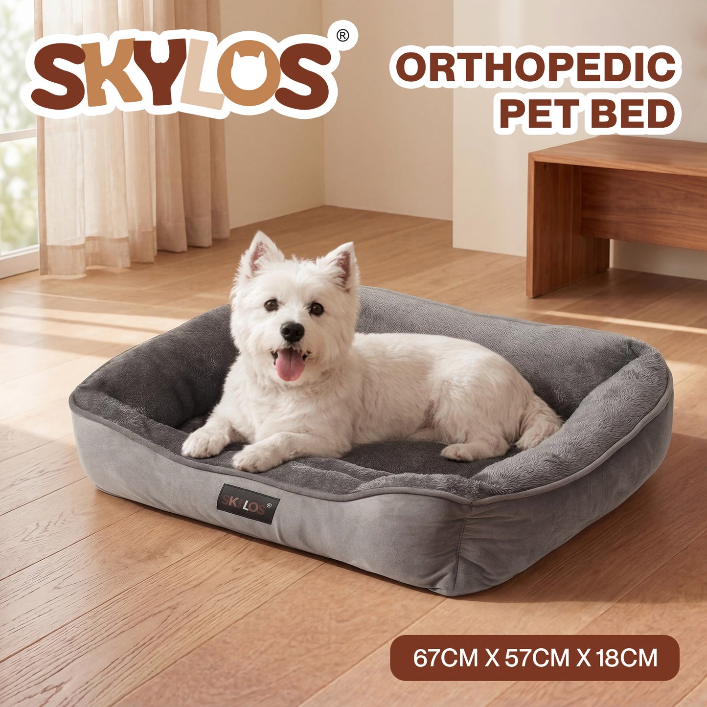 Skylos Orthopedic Dog Bed Soft Arctic Velvet Small Pet Bed Mattress Anti-Slip