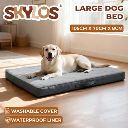 SKYLOS Washable Dog Bed Waterproof Plush Non-Slip Pet Mattress for Large Dogs