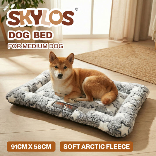 Skylos Dog Bed Pet Cat Cushion Crate Mat Arctic Fleece Extra Large Anti-slip
