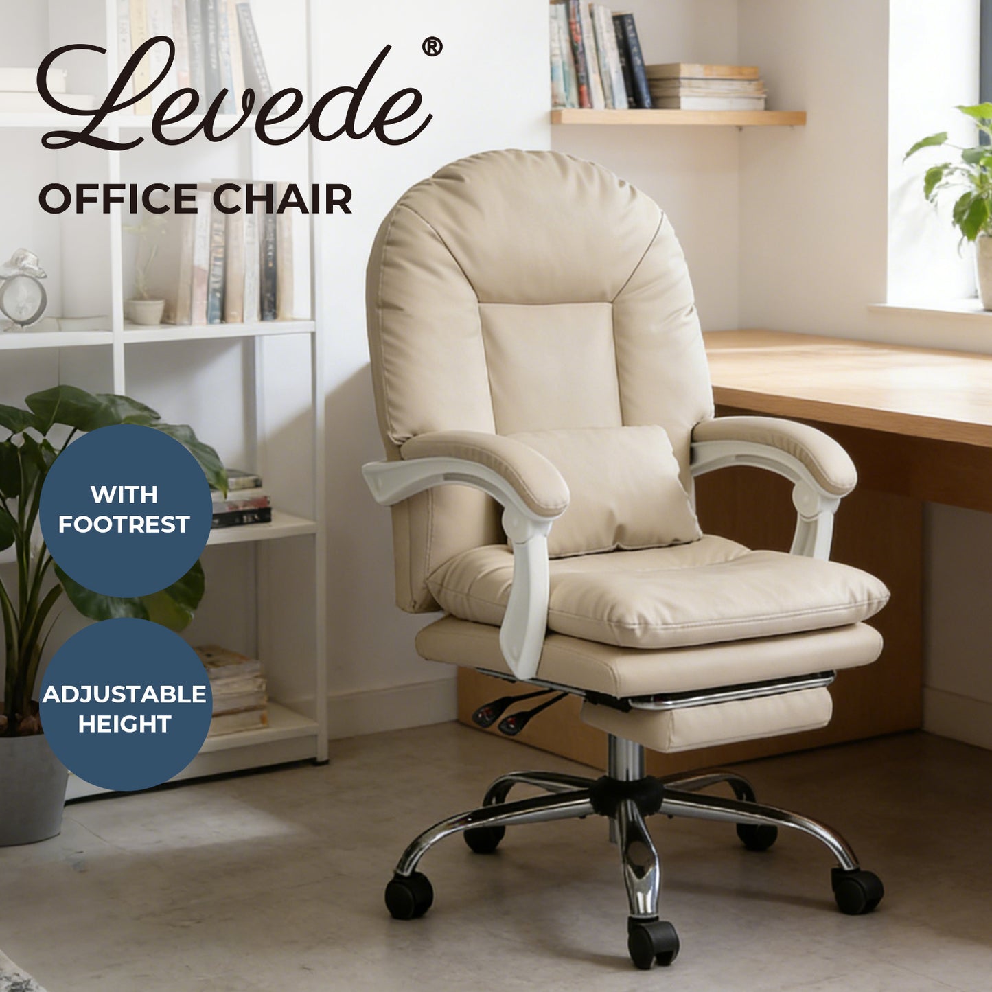 Levede Office Chair Ergonomic Executive Chair Heavy Duty  155°Reclining Leather