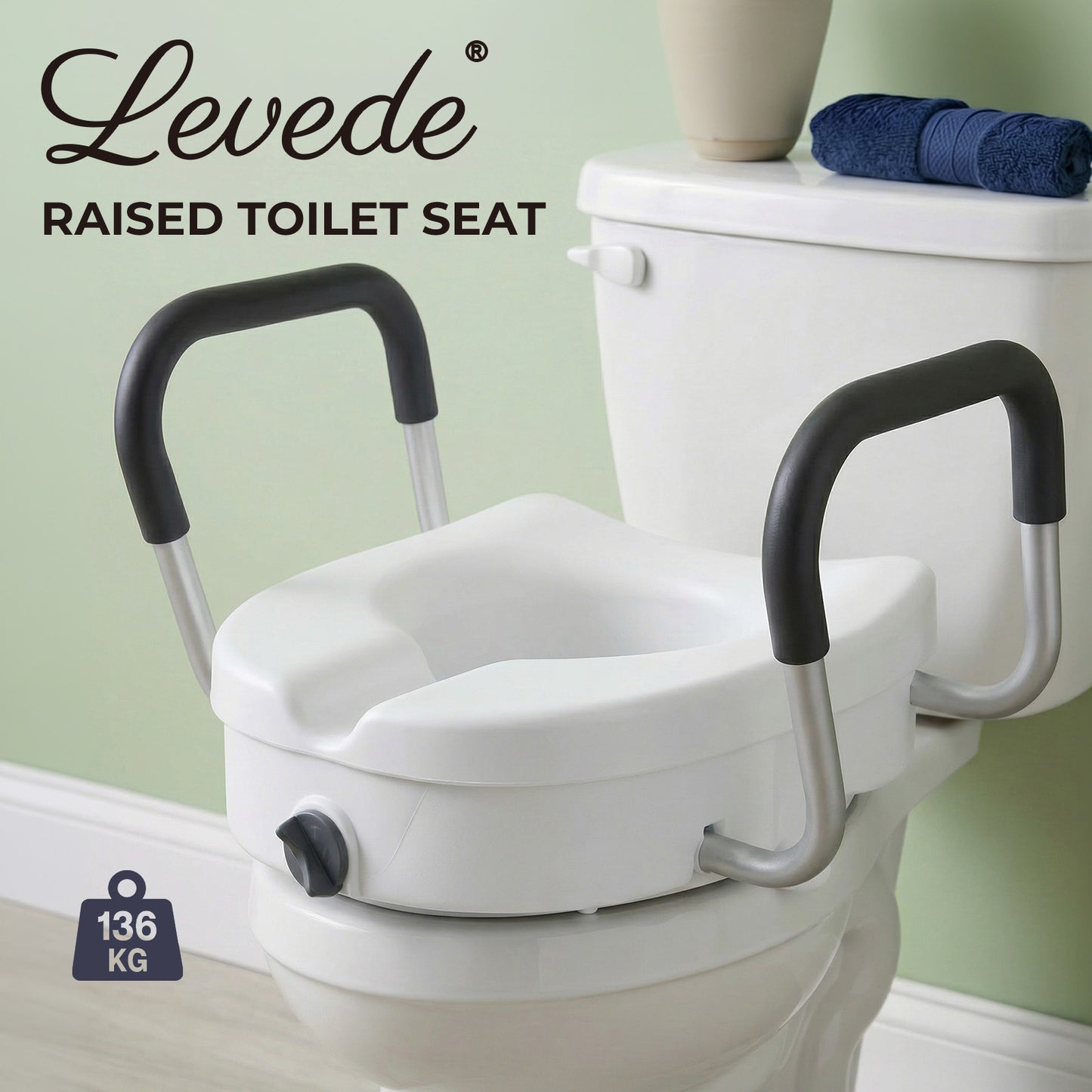 Levede Raised Toilet Seat with Arm 4.7'' Toiliet Seat Riser for Elderly Disabled