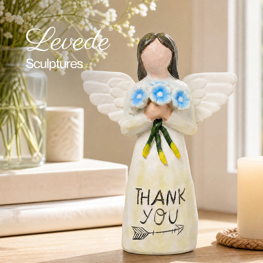 Levede Forget Me Not Sympathy Gift Angel Figurine Thank You Home Decor White
