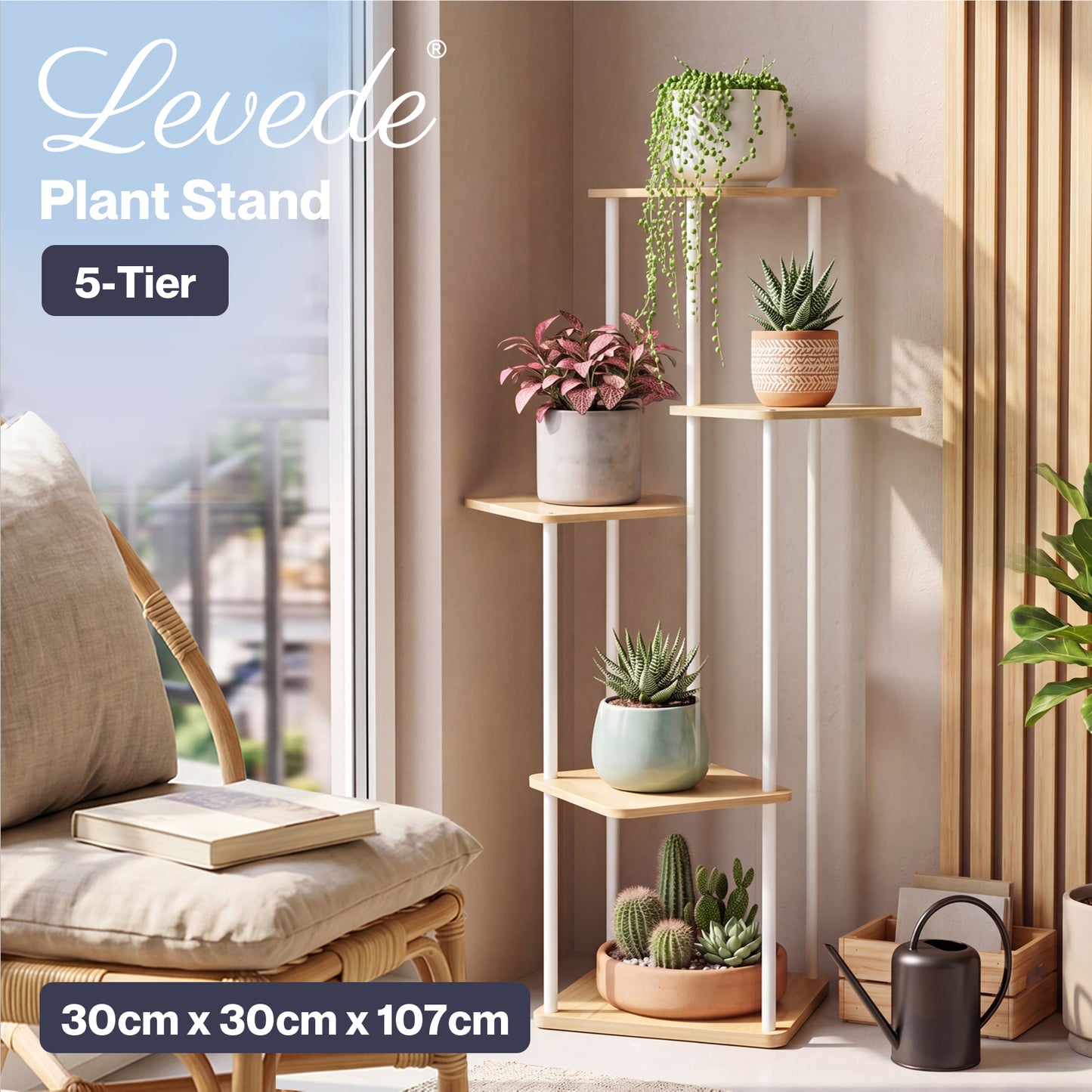 Levede 5 Tier Plant Stand Flower Pot Display Rack Metal Corner Planter Holder
