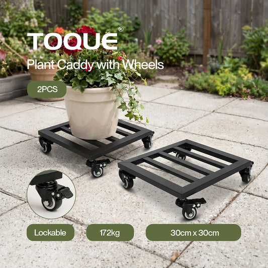Toque Plant Caddy with Wheels Heavy Duty Rolling Plant Stand Trolley 2PCS