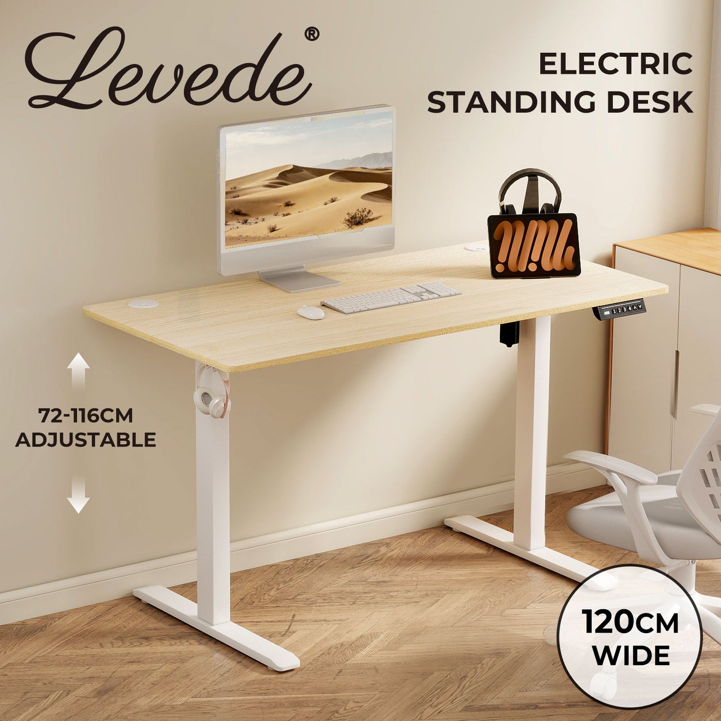 Levede Electric Standing Desk Height Adjustable with Memory Control Natural