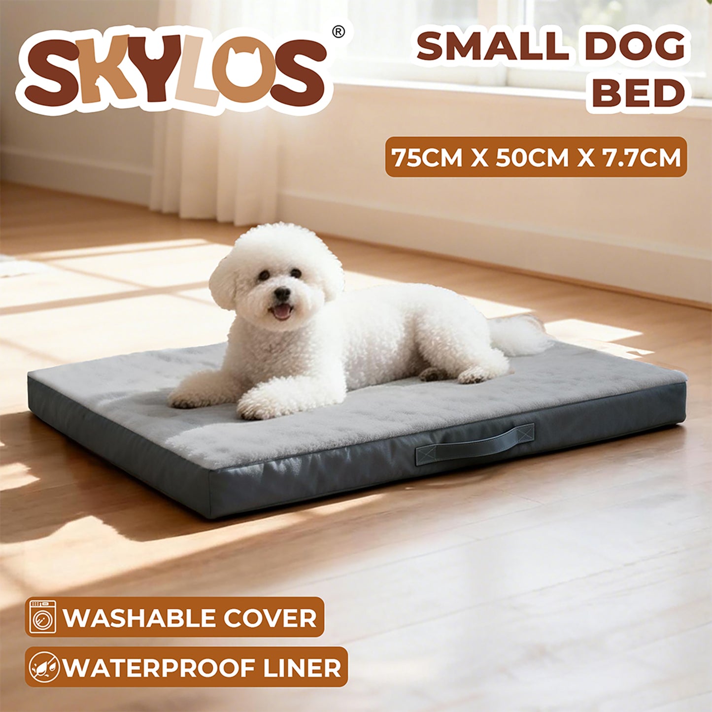 SKYLOS Washable Dog Bed Waterproof Plush Non-Slip Pet Mattress for Small Dogs