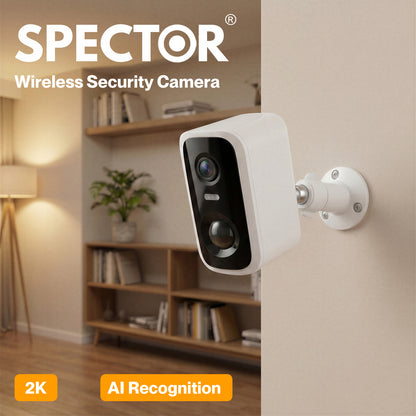 Spector 2K Wireless Security Camera Solar Powered WiFi AI Detection Outdoor PIR
