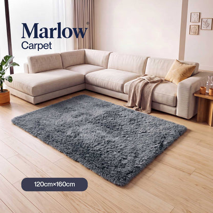 Marlow Rug Fluffy Soft Pile Carpet Non Slip Anti Shedding for Living Room Grey