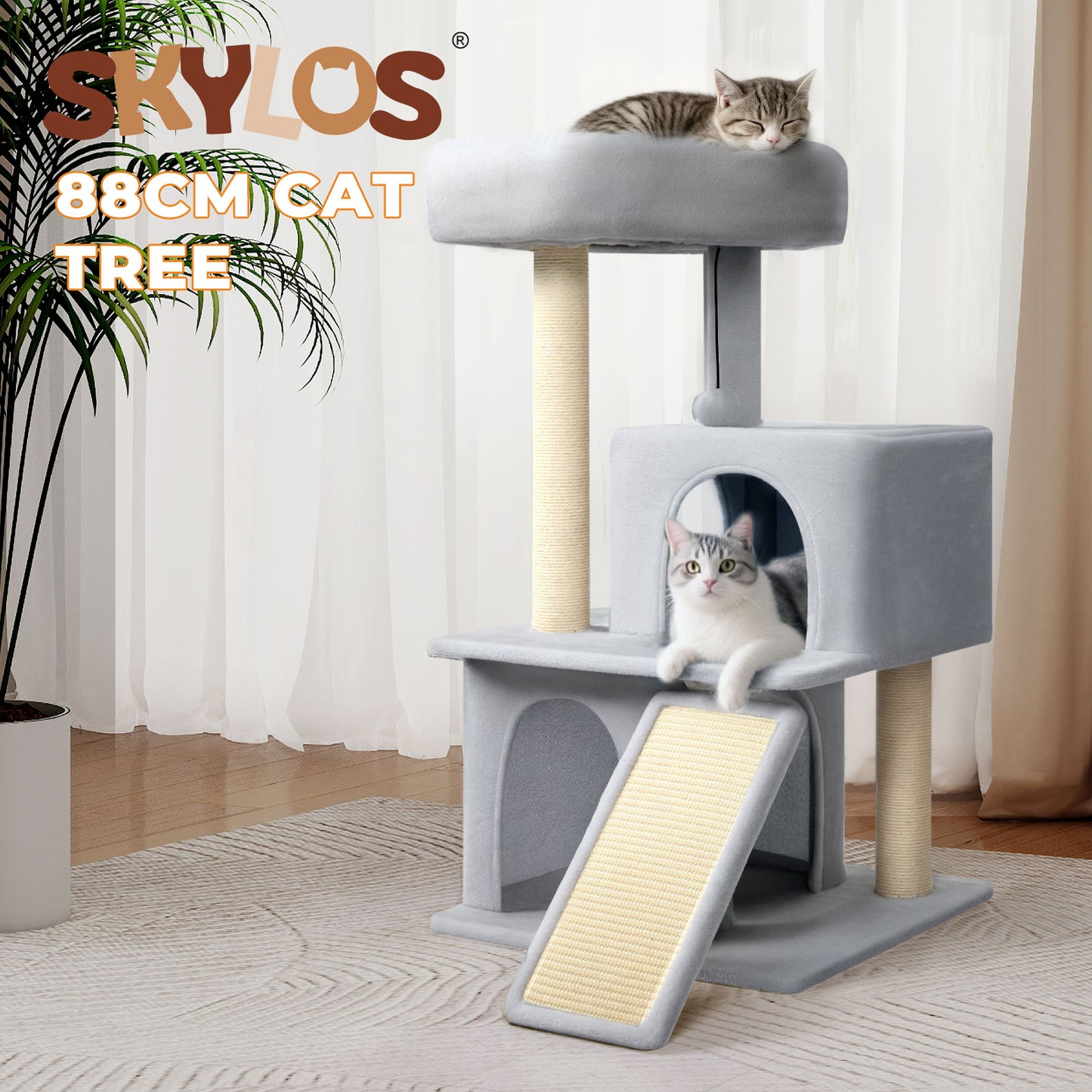 Skylos Cat Tree Tower Multi-Level Scratching Posts Condo House Cat Furniture
