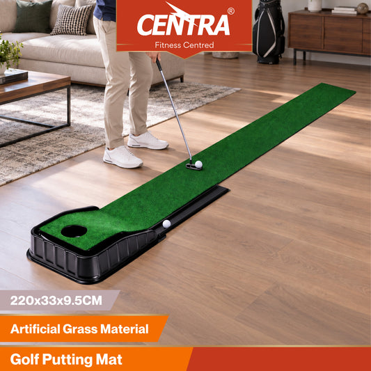 Centra Golf Putting Mat Auto Ball Return Path 220x33cm Indoor Outdoor Green