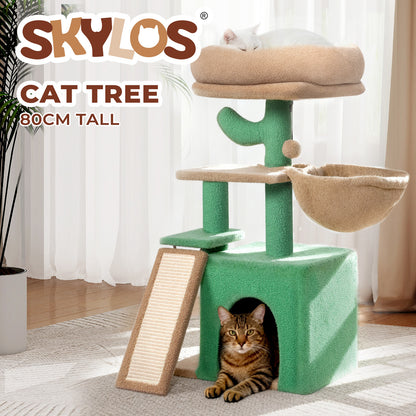 Skylos Compact Cat Tree 80CM Multi-Level Activity Centre Condo for Small Spaces