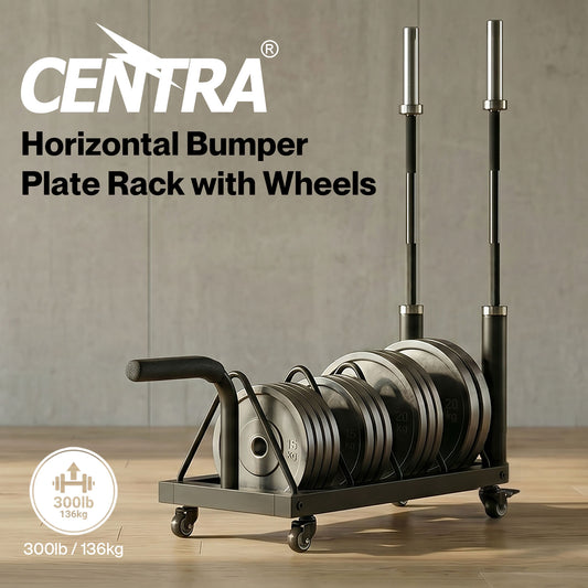 Centra Weight Plate Rack Wheeled Horizontal Olympic Barbell Bumper Storage Stand
