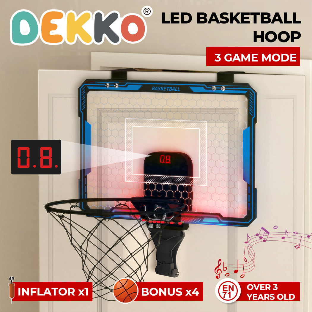 Dekko Mini Basketball Hoop Over Door Indoor Kids Sport Backboard Auto Scoring