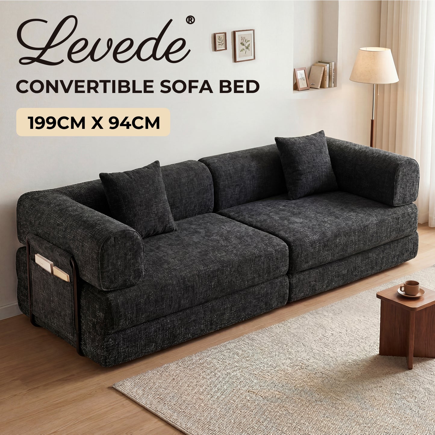 Levede Convertible Sofa Bed Sleeper 2 3 Seater Folding Floor Couch Small Space