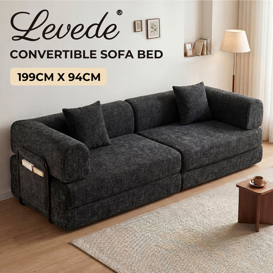 Levede Convertible Sofa Bed Sleeper 2 3 Seater Folding Floor Couch Small Space