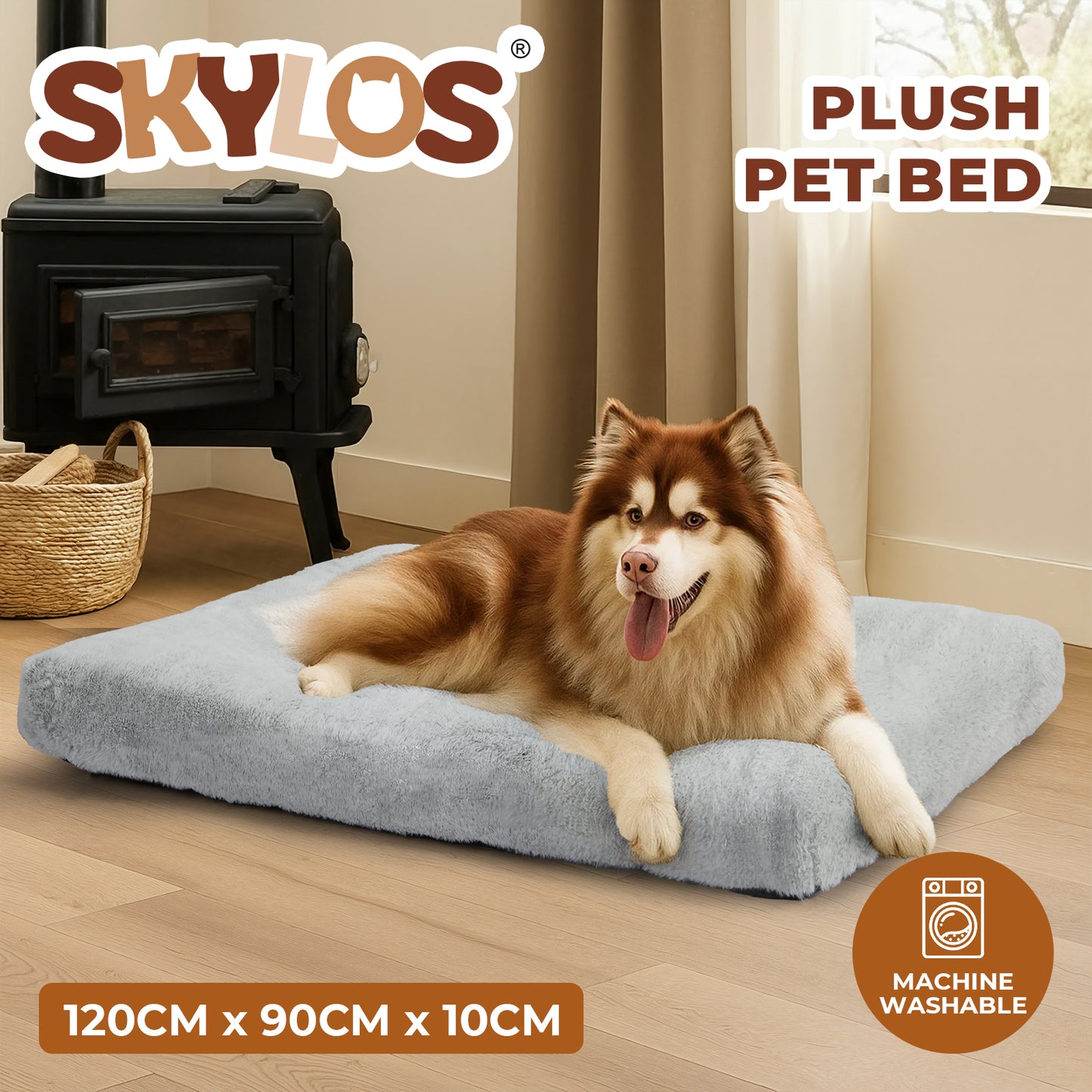 Skylos Extra Large Dog Bed Mattress Plush Cushion Washable Pet Crate Pad Mat