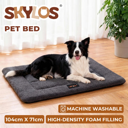 SKYLOS Large Dog Bed Foam Mattress Soft Plush Pet Bed Non Slip Mat XXL 104x71cm