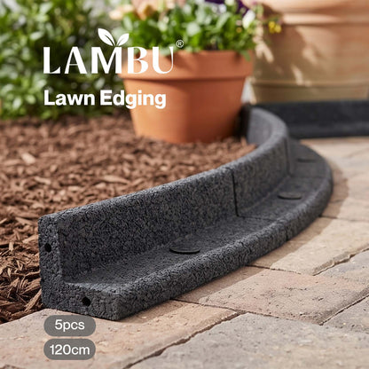 Lambu Garden Edging Border 5 Pack Bendable Lawn Landscape Edging Paths Grey