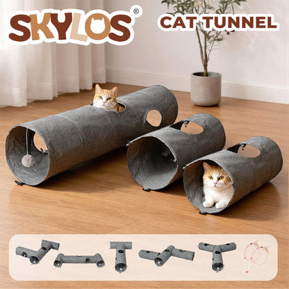 Skylos Large Cat Tunnels 3 Pcs Modular Foldable Linen Tube Kittens Rabbits Toys