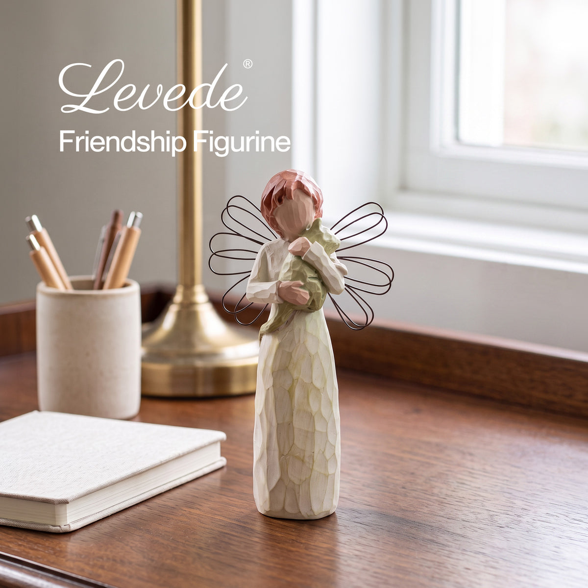 Levede Resin Angel Figurines Friendship Gift for Companionship Display White