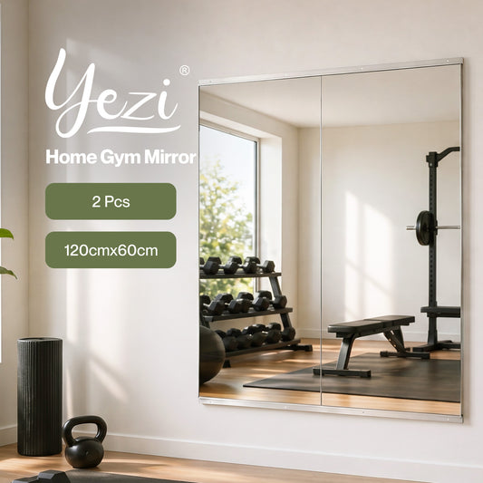 Yezi Home Gym Mirrors Wall Mounted Large Full Body Mirror 2 PCS 120cm x 60cm