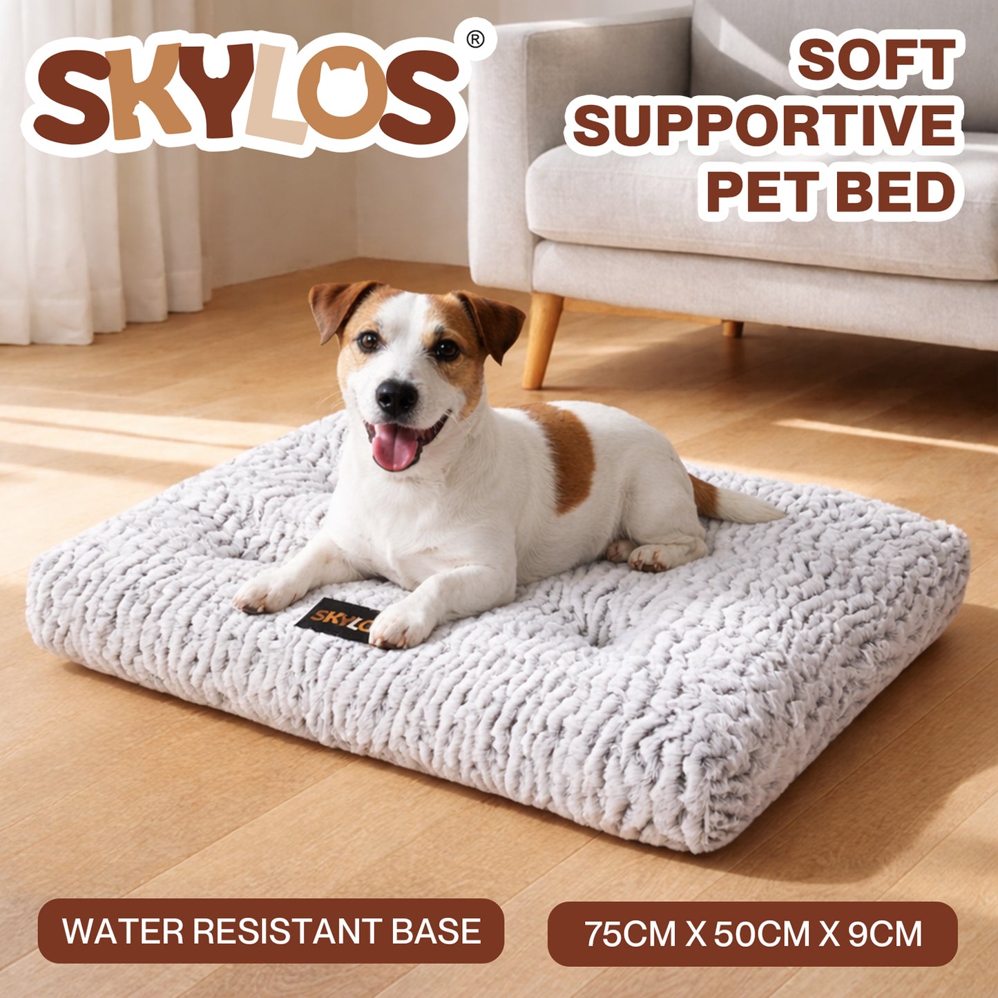 Skylos Pet Bed Luxury Dog Crate Cushion Mattress Plush Soft Bed Easy Maintain