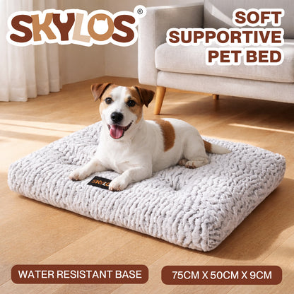 Skylos Pet Bed Luxury Dog Crate Cushion Mattress Plush Soft Bed Easy Maintain