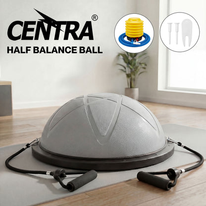 Centra Half Balance Ball Trainer with Resistance Band Core Trainer Strength Gym