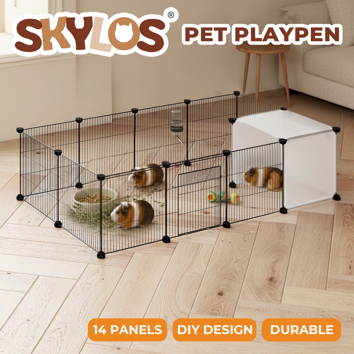 Skylos Pet Pen 14 Panel Puppy Rabbit Kitten Playpen Indoor Enclosure Run Cage