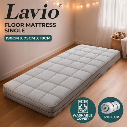 Lavio Folding Floor Mattress Bed Topper Single 10cm Roll Up for Caravan Camper