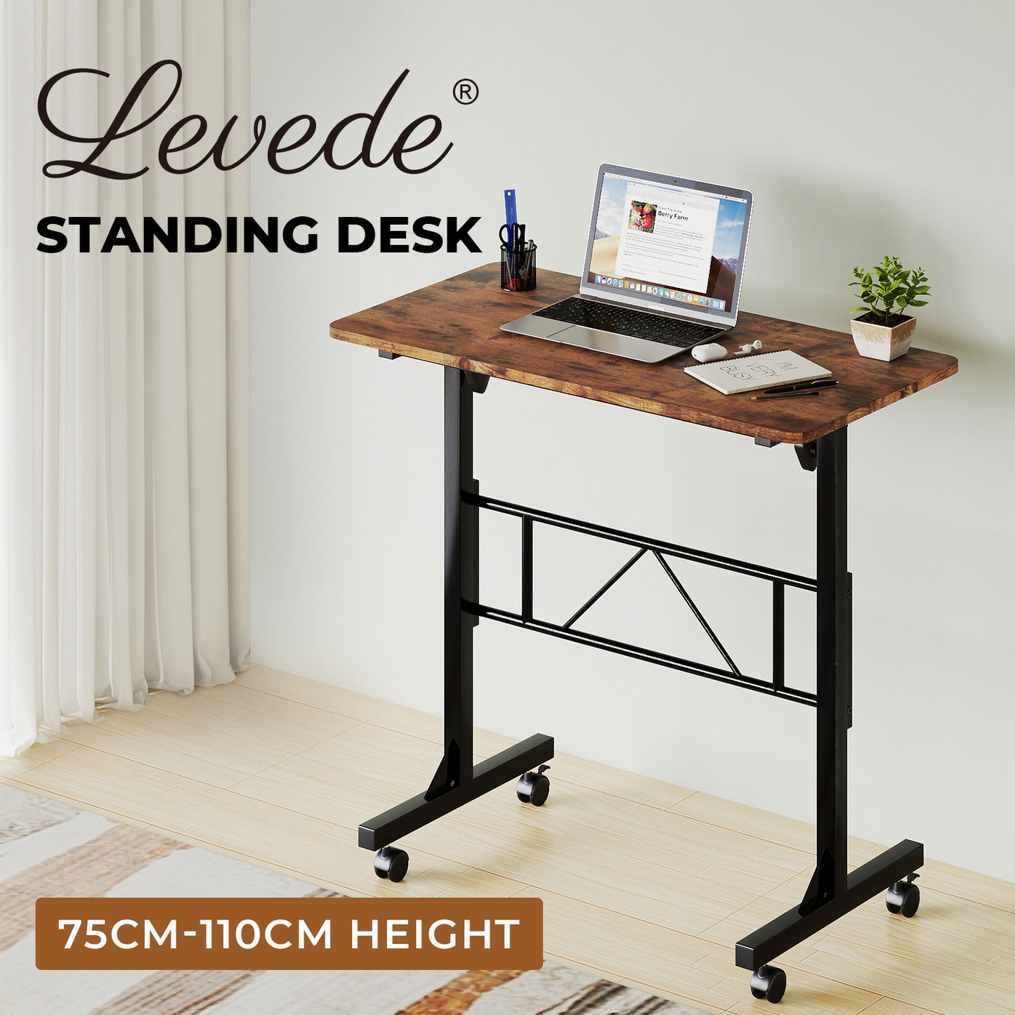 Levede Standing Desk Height Adjustable Office Laptop Pc Computer Workstation
