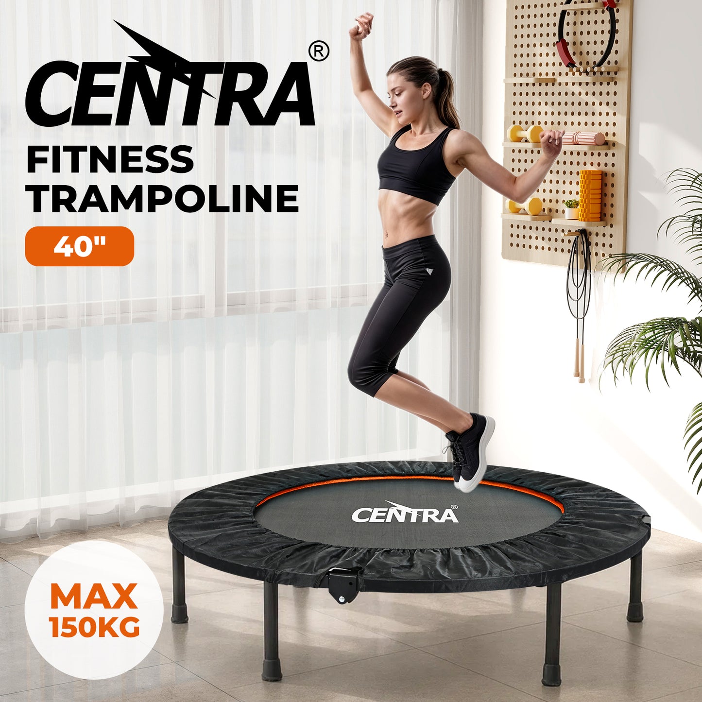 Centra 40 Inch Mini Trampoline Bounce Round Exercise Home Gym Fitness Rebounder