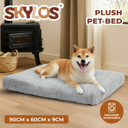 Skylos Large Dog Bed Mattress Soft Plush Cat Cushion Washable Pet Crate Pad Mat