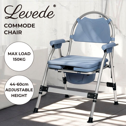 Levede Commode Chair for Bedroom Folding Adjustable Bedside Toilet Shower Chair