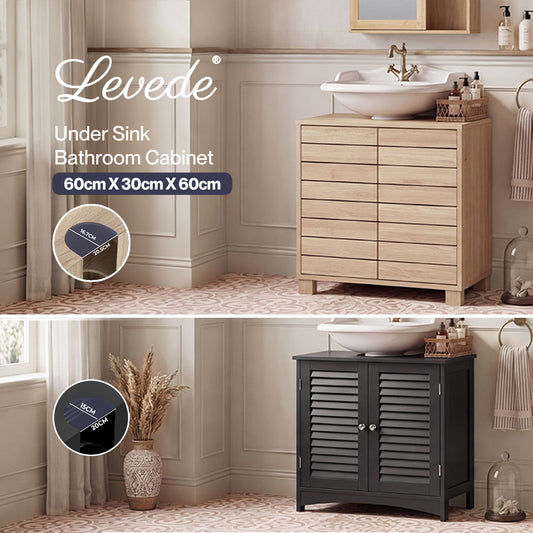 Levede Bathroom Under Sink Cabinet Basin Storage Cupboard 2 Door Vanity Unit