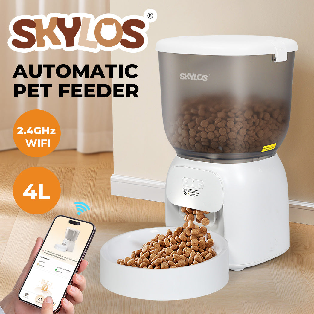Skylos 4L Automatic Pet Feeder Wifi Auto Smart Dog Cat Food Dispenser Timer Feed