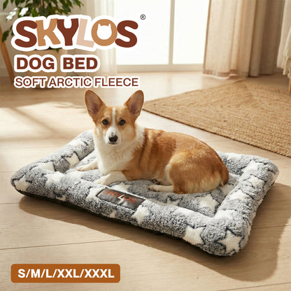Skylos Dog Bed Arctic Fleece Soft Pet Cat Cushion Large Dog Puppy Crate Mat