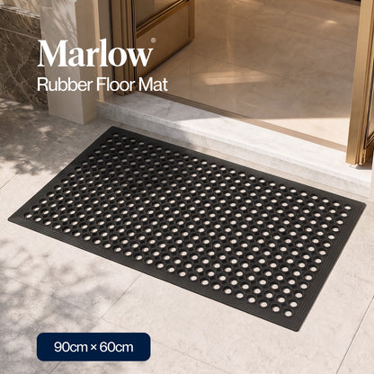 Marlow Door Mat Outdoor Rubber Boot Scraper Drainage Non Slip for Outside Black